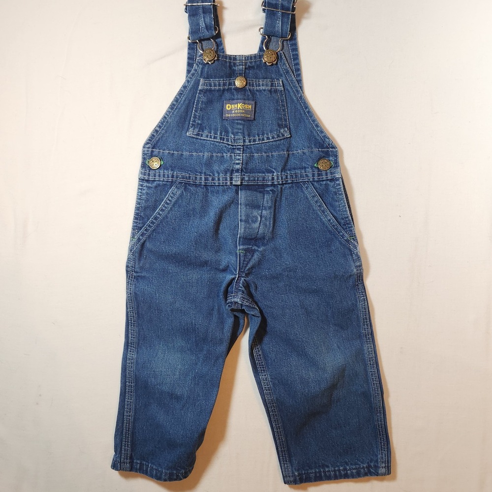 Vintage OshKosh Bgosh Denim Overalls Made in USA Blue Vestbak Toddler 2T 1980s
